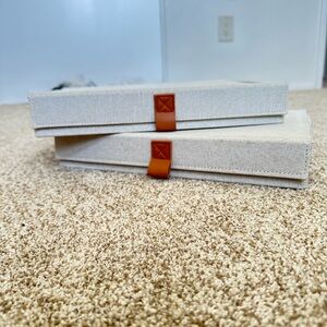 Canvas Storage Boxes with Tan Leather Pulls